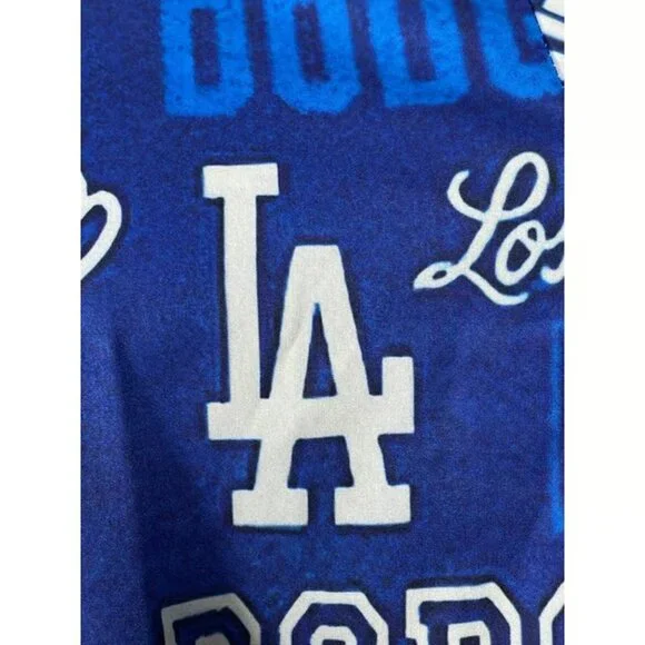 Los Angeles Dodgers MLB Baseball All Over Blue Logo Print Shirt Men's LARGE - Picture 4 of 4